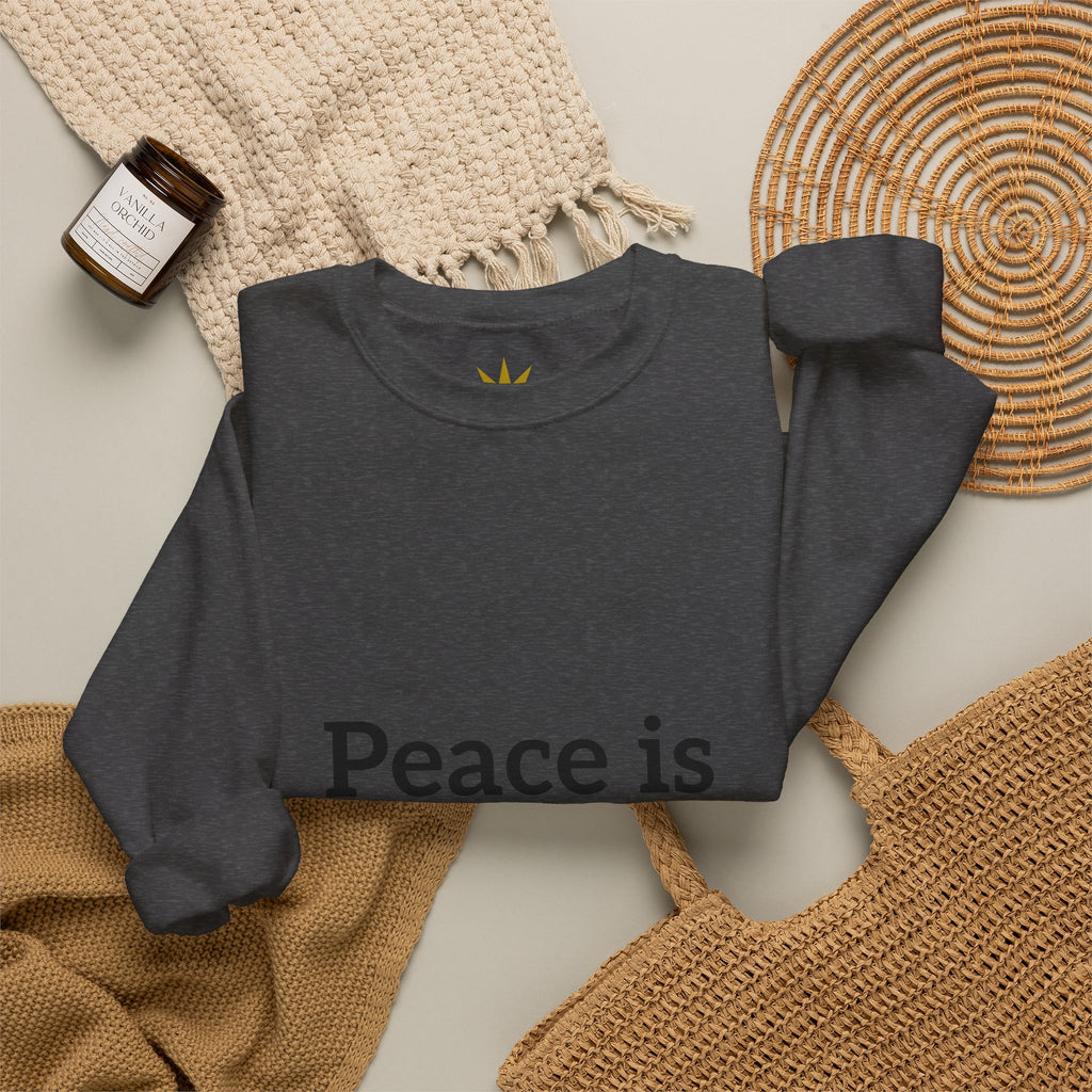 Crewneck Sweatshirt — "Peace is Freedom / Love Always Wins" Inspirational Heart Sleeve Pullover