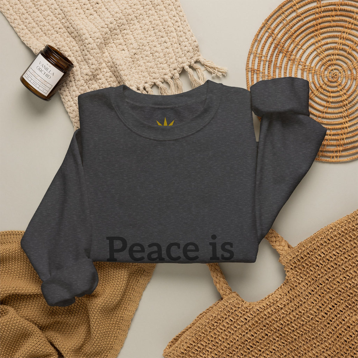 Crewneck Sweatshirt — "Peace is Freedom / Love Always Wins" Inspirational Heart Sleeve Pullover