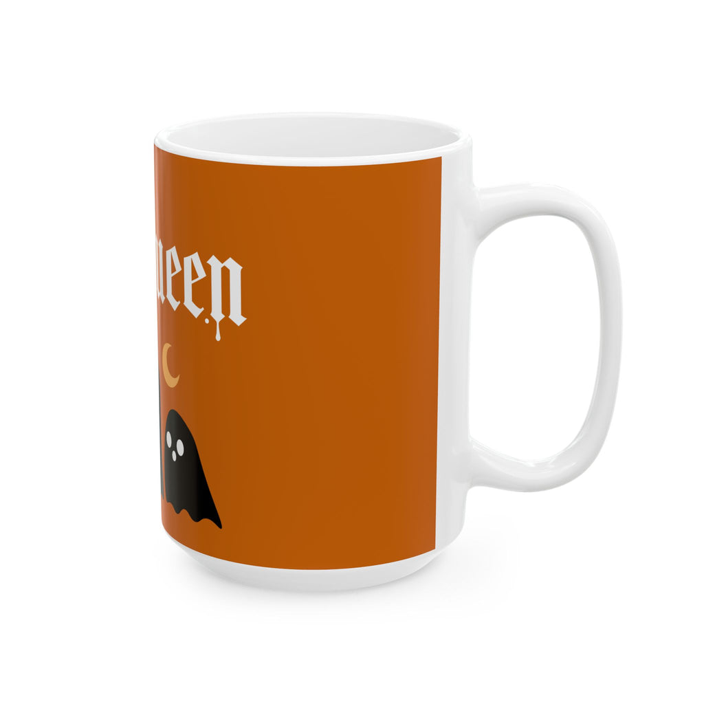 Halloween Ghosts Ceramic Mug — Orange 'Halloqueen' 11oz & 15oz