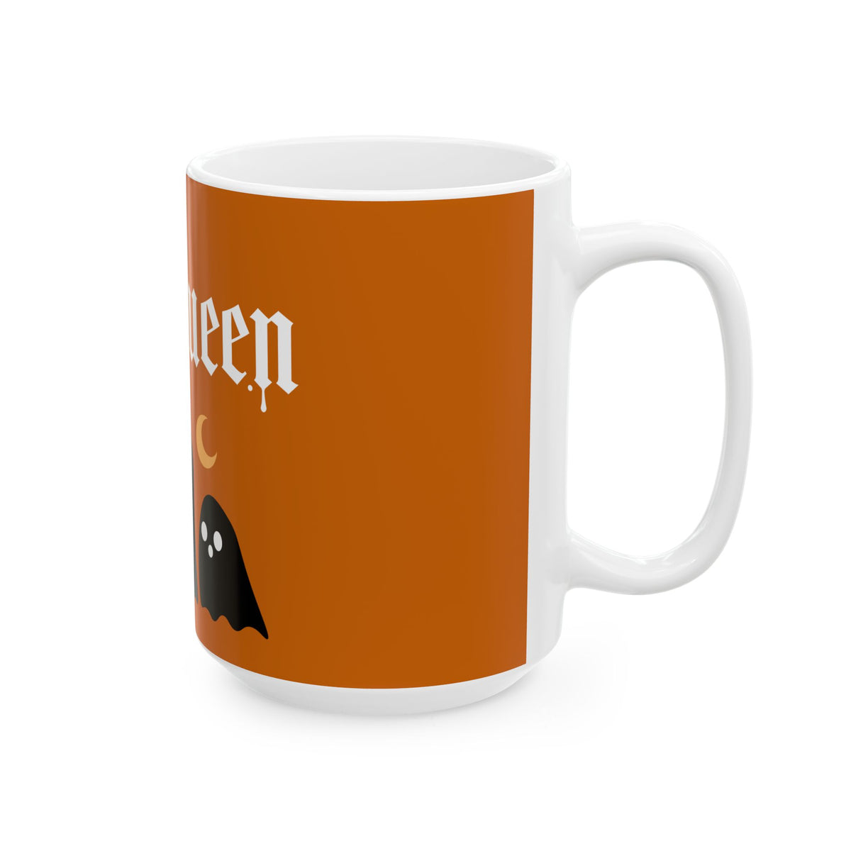 Halloween Ghosts Ceramic Mug — Orange 'Halloqueen' 11oz & 15oz