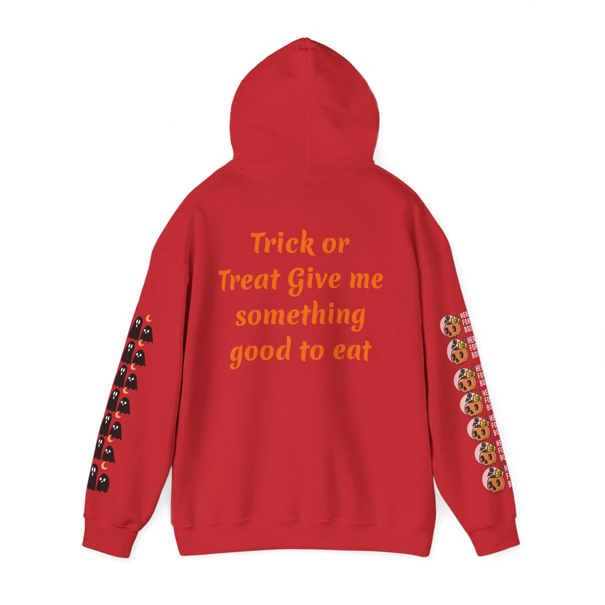 Copy of Halloween Hoodie — "Happy Halloween" & "Trick or Treat Give Me Something Good to Eat" Pumpkin & Ghost Sleeve Sweatshirt