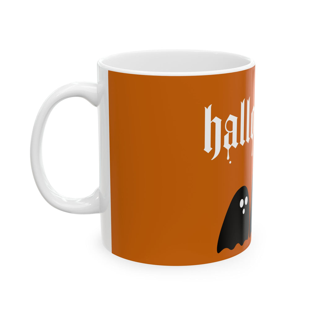 Halloween Ghosts Ceramic Mug — Orange 'Halloqueen' 11oz & 15oz