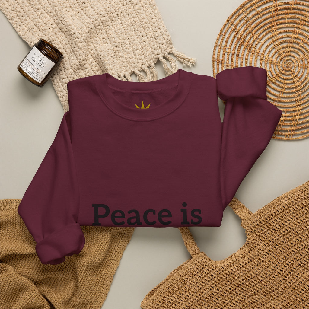 Crewneck Sweatshirt — "Peace is Freedom / Love Always Wins" Inspirational Heart Sleeve Pullover