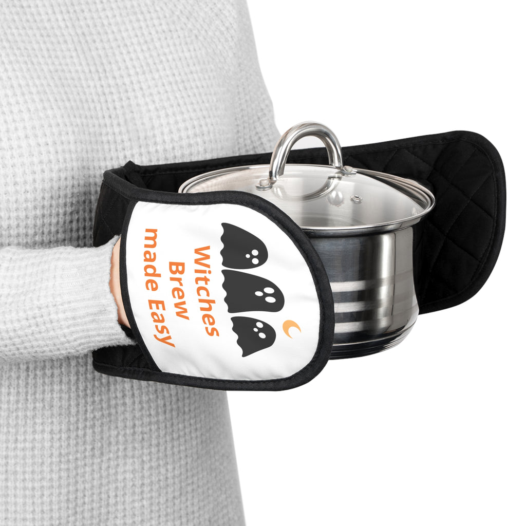 Halloween Oven Mitts - 'Witches made easy' Double Oven Glove, Pumpkin & Ghost Kitchen Protector