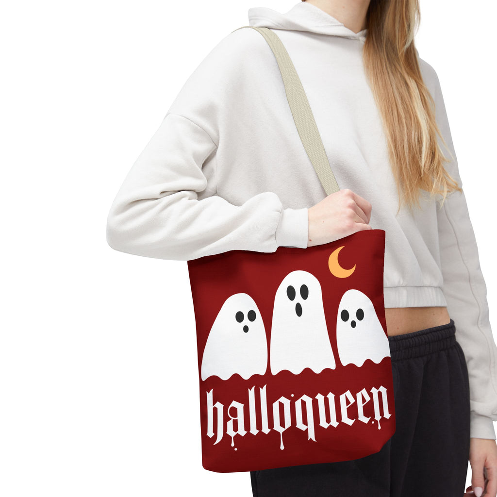 Halloween Tote Bag - "Halloqueen" & "Here for the Boos" Spooky Season All-Over Print