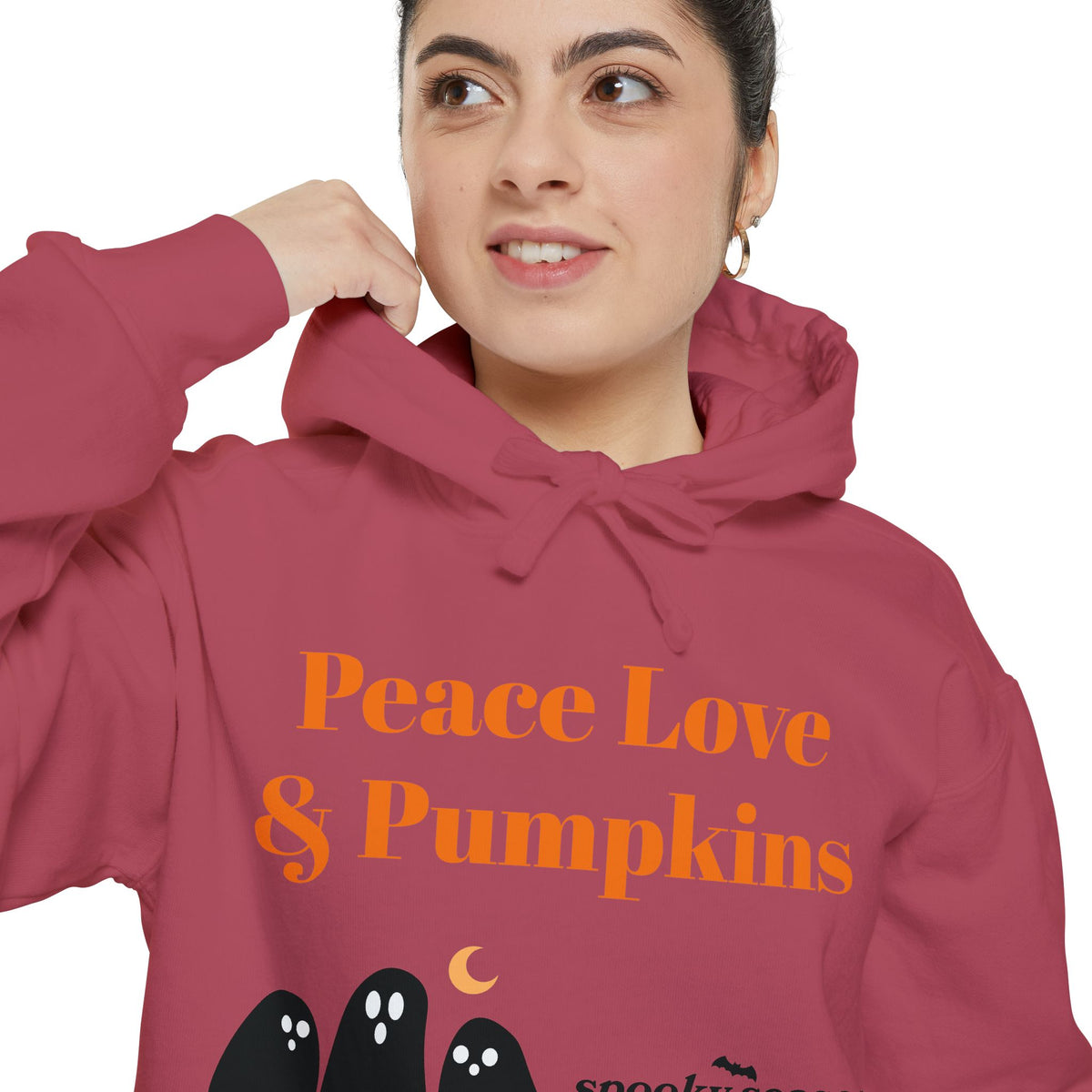 Halloween Hoodie — "Peace Love & Pumpkins" Ghosts Spooky Season Pullover