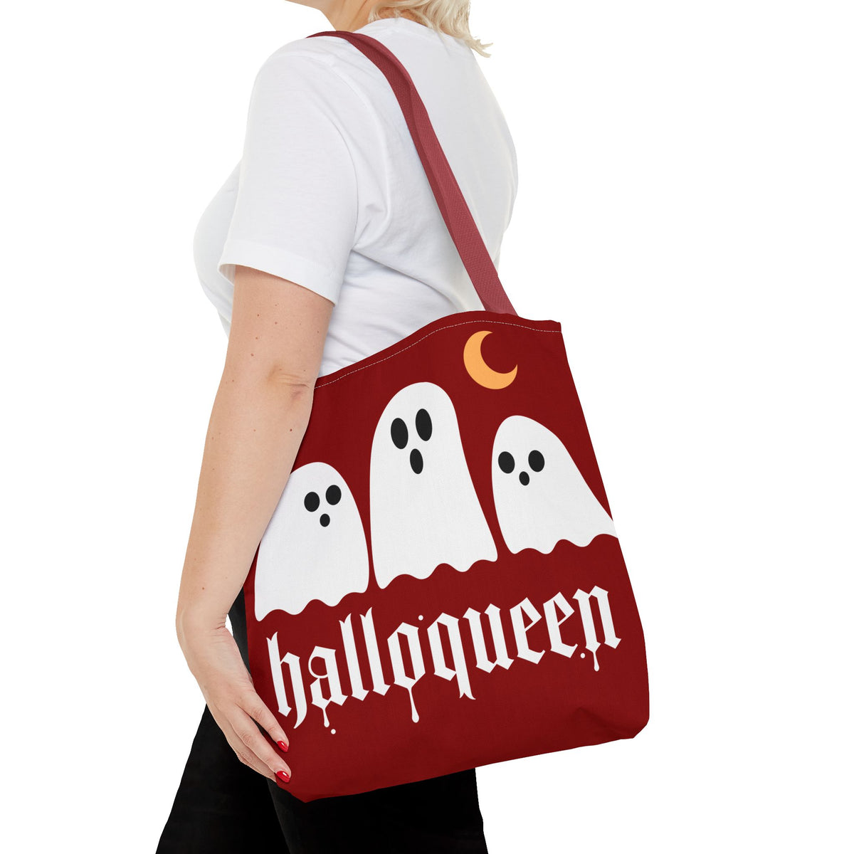 Halloween Tote Bag - "Halloqueen" & "Here for the Boos" Spooky Season All-Over Print