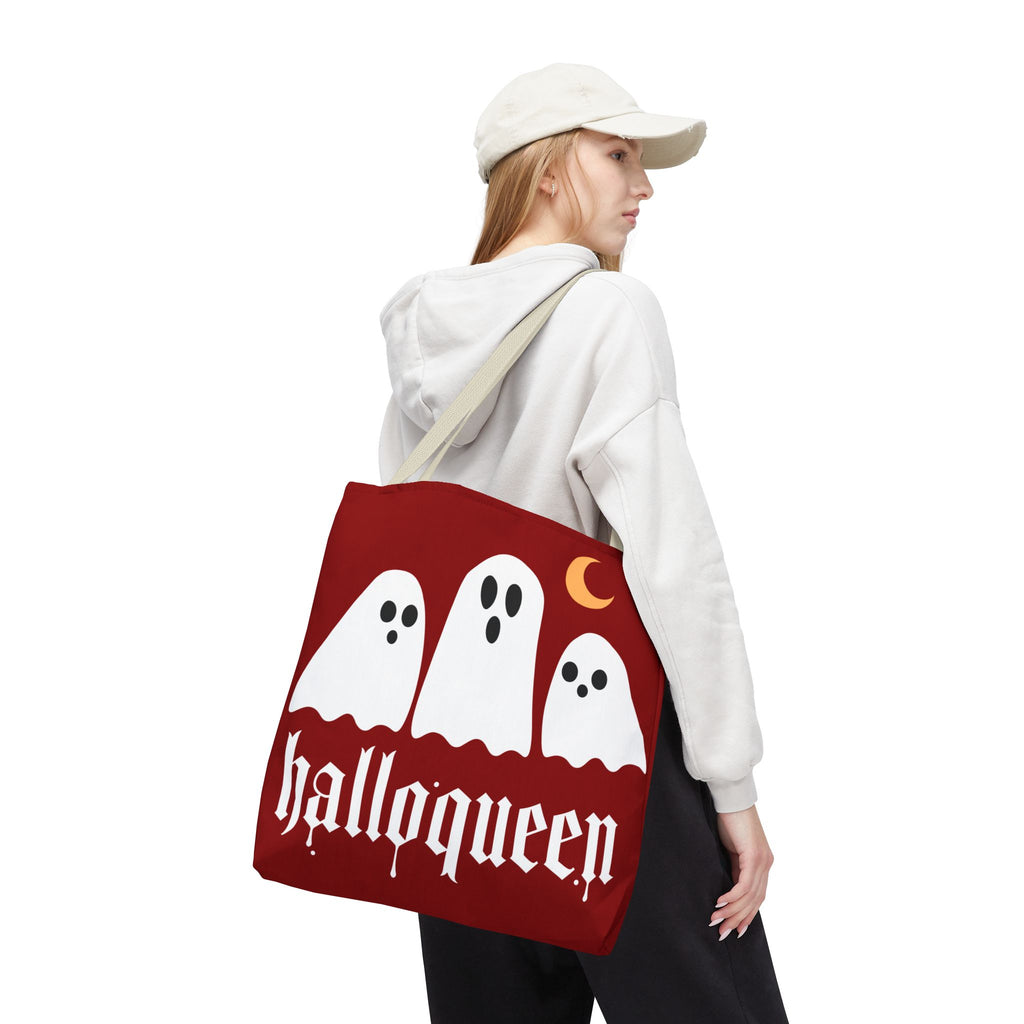 Halloween Tote Bag - "Halloqueen" & "Here for the Boos" Spooky Season All-Over Print