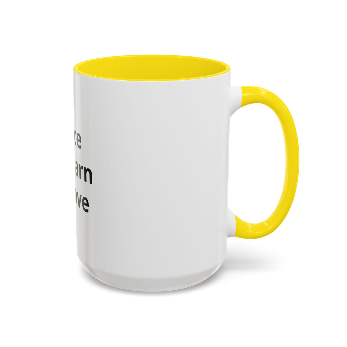 Peace We Learn We Love Accent Coffee Mug – Inspirational Morning Tea Cup