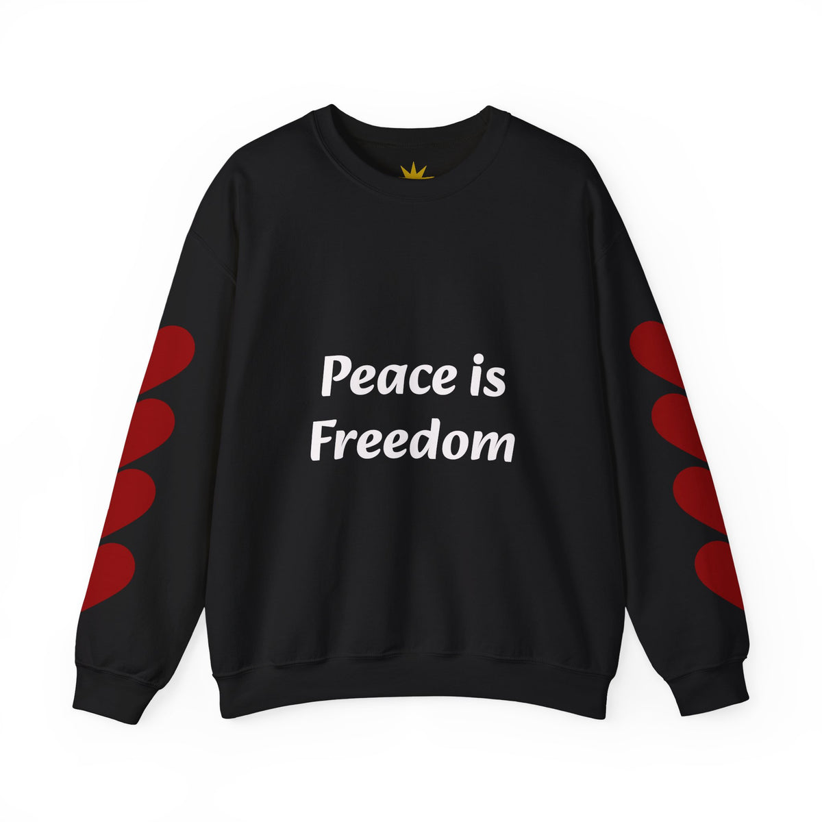 Peace Is Freedom Crewneck Sweatshirt — "Love Always Wins" Heart Sleeve Pullover