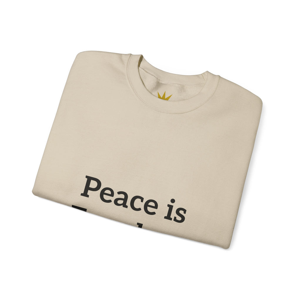 Crewneck Sweatshirt — "Peace is Freedom / Love Always Wins" Inspirational Heart Sleeve Pullover