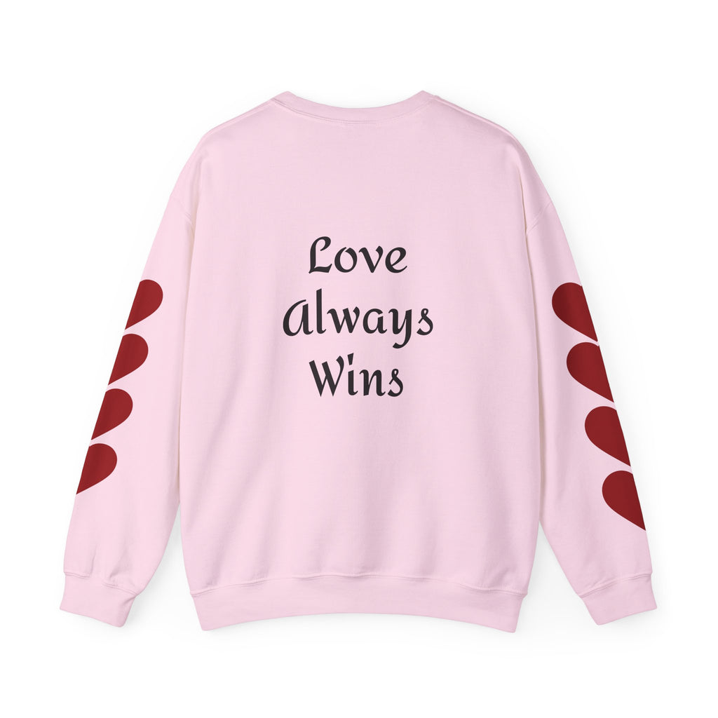 Crewneck Sweatshirt — "Peace is Freedom / Love Always Wins" Inspirational Heart Sleeve Pullover