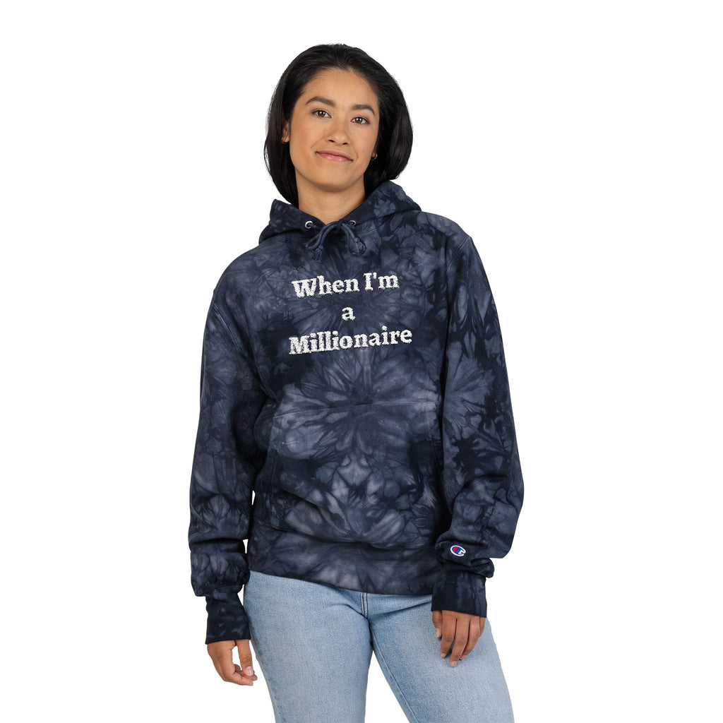 Tie-Dye Hoodie — "When I'm a Millionaire" Embroidered Streetwear