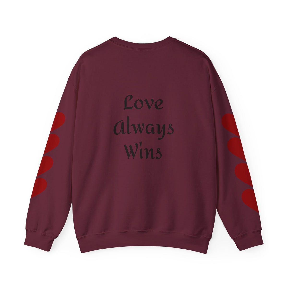 Crewneck Sweatshirt — "Peace is Freedom / Love Always Wins" Inspirational Heart Sleeve Pullover