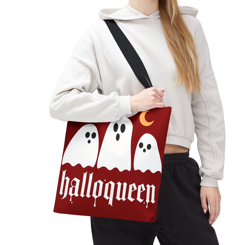 Halloween Tote Bag - "Halloqueen" & "Here for the Boos" Spooky Season All-Over Print