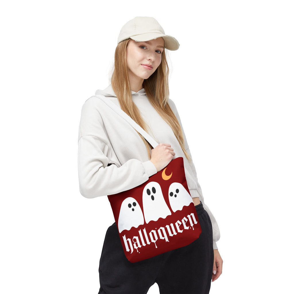 Halloween Tote Bag - "Halloqueen" & "Here for the Boos" Spooky Season All-Over Print