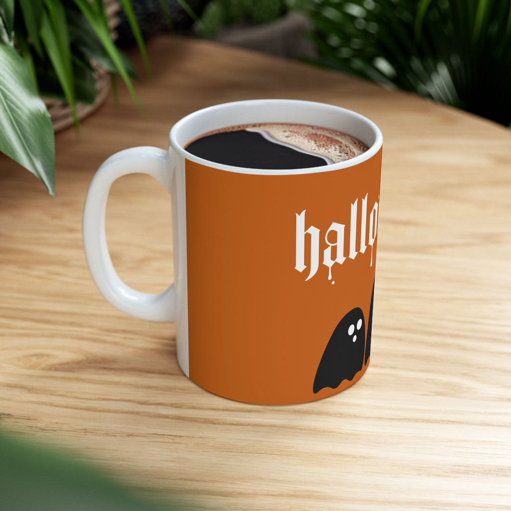 Halloween Ghosts Ceramic Mug — Orange 'Halloqueen' 11oz & 15oz