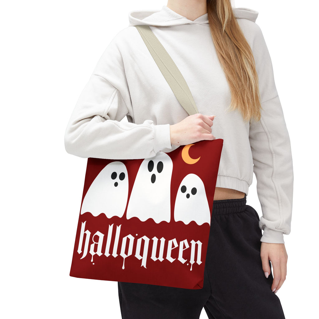 Halloween Tote Bag - "Halloqueen" & "Here for the Boos" Spooky Season All-Over Print