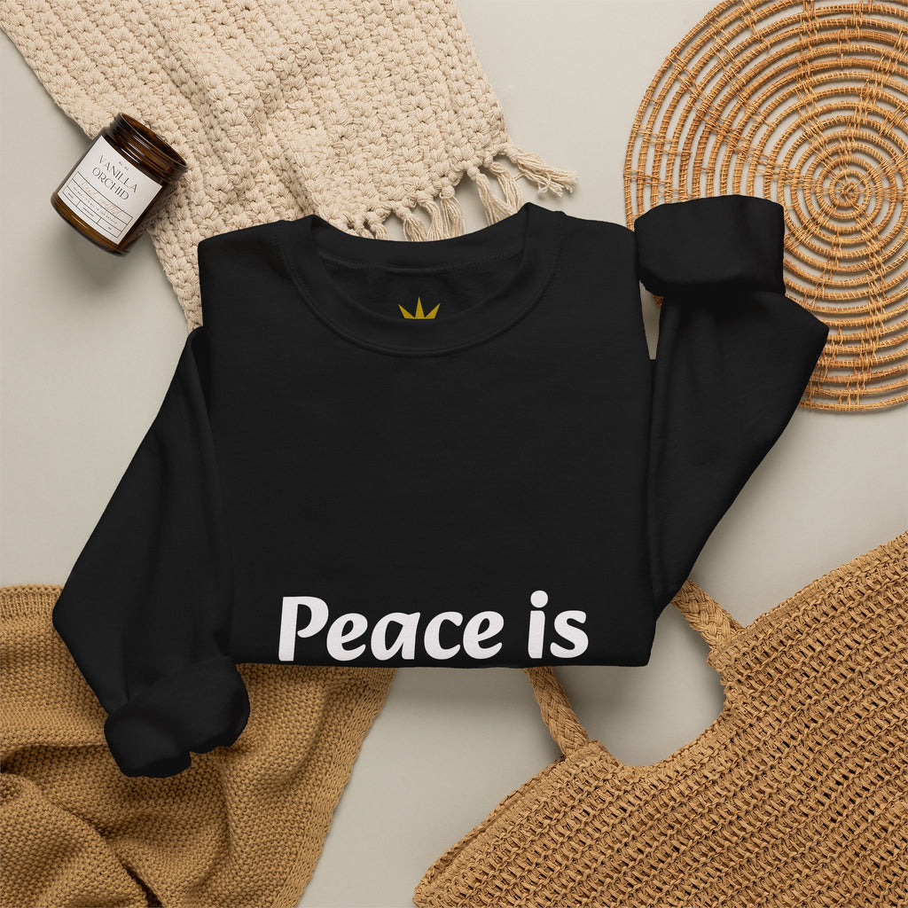 Peace Is Freedom Crewneck Sweatshirt — "Love Always Wins" Heart Sleeve Pullover